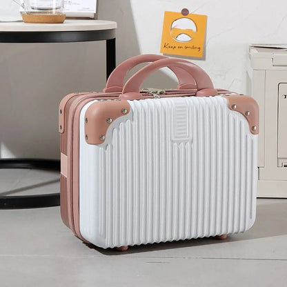 Hot Cosmetic Box 14 inch Mini Travel Suitcase Cosmetic Box Hand Luggage Organizer Makeup Case Small Password Box Boarding Case