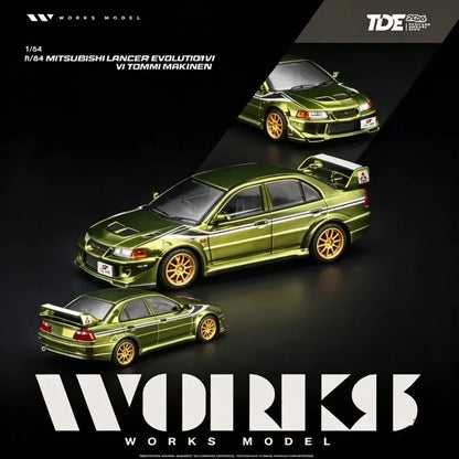WORKS MODEL 2026TDE-1:64 Mitsubishi Evolution Simulation Alloy Car Model, Boys' Toy, Collection Decoration Item.