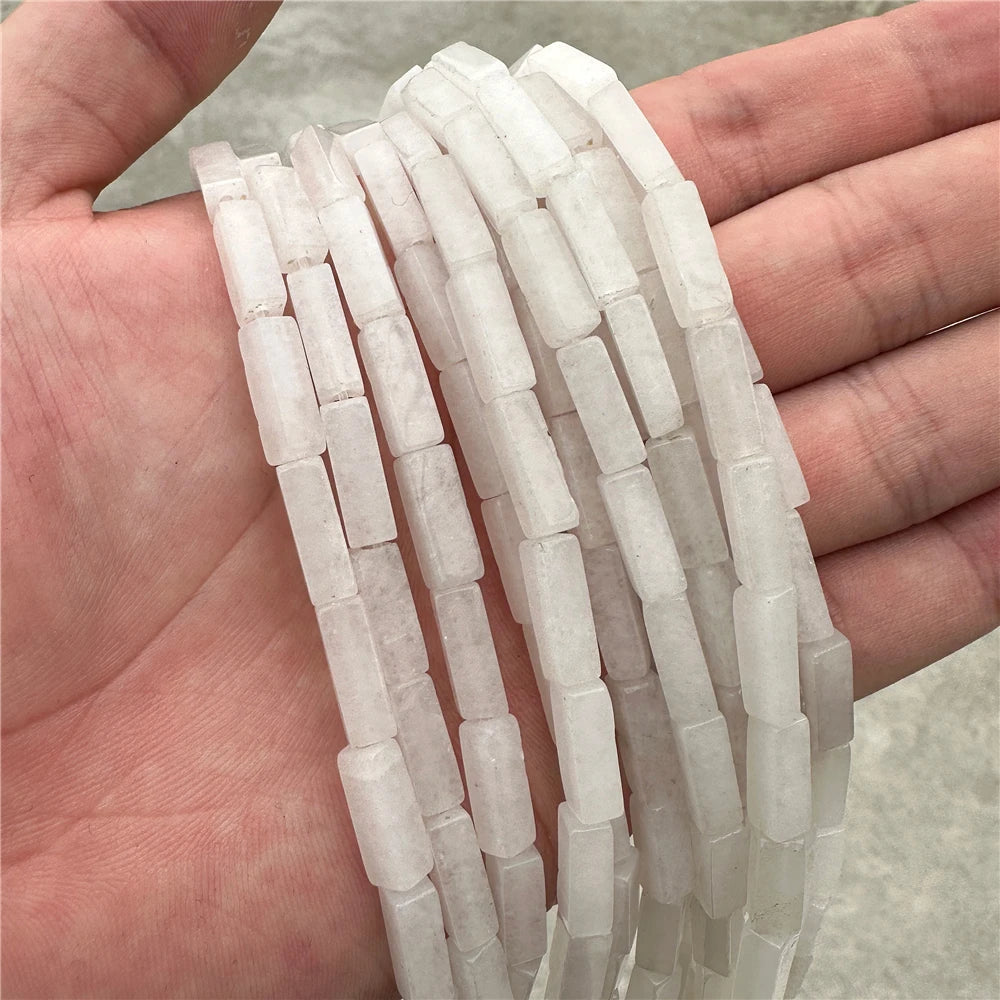 4x13mm Natural Stone Tube Rectangle Sea Sediment Lapis Lazuli Opal Amethysts Quartz Beads for Jewelry Making DIY Bracelet