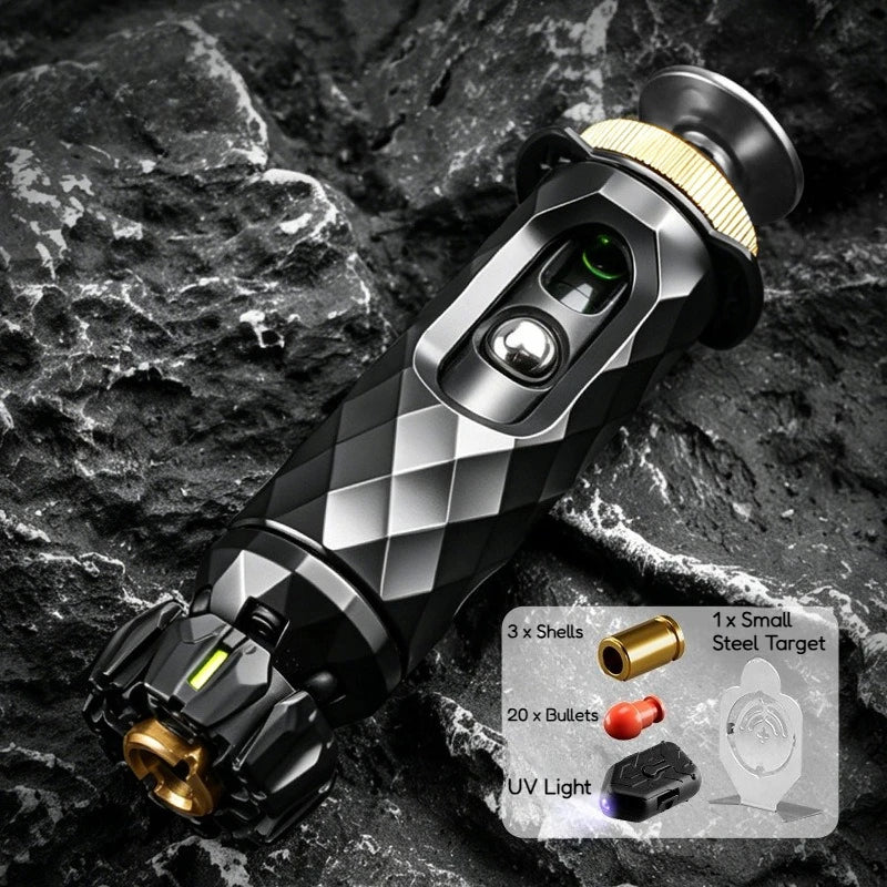 Alloy Launcher Shell-Ejecting Toy Gun Set Portable Stress Relief Sensory Fidget Toy Finger Spinning Top Desk Gadget Boys Gift