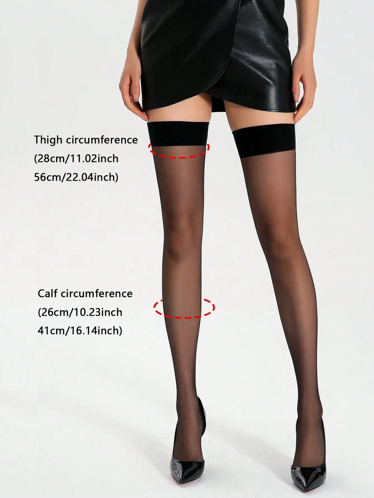 Black Sheer Thigh High Stockings Women Non-Slip Elastic Band Sexy Daily Over Knee High Long Sock Party Wear Size Fit Thigh Socks