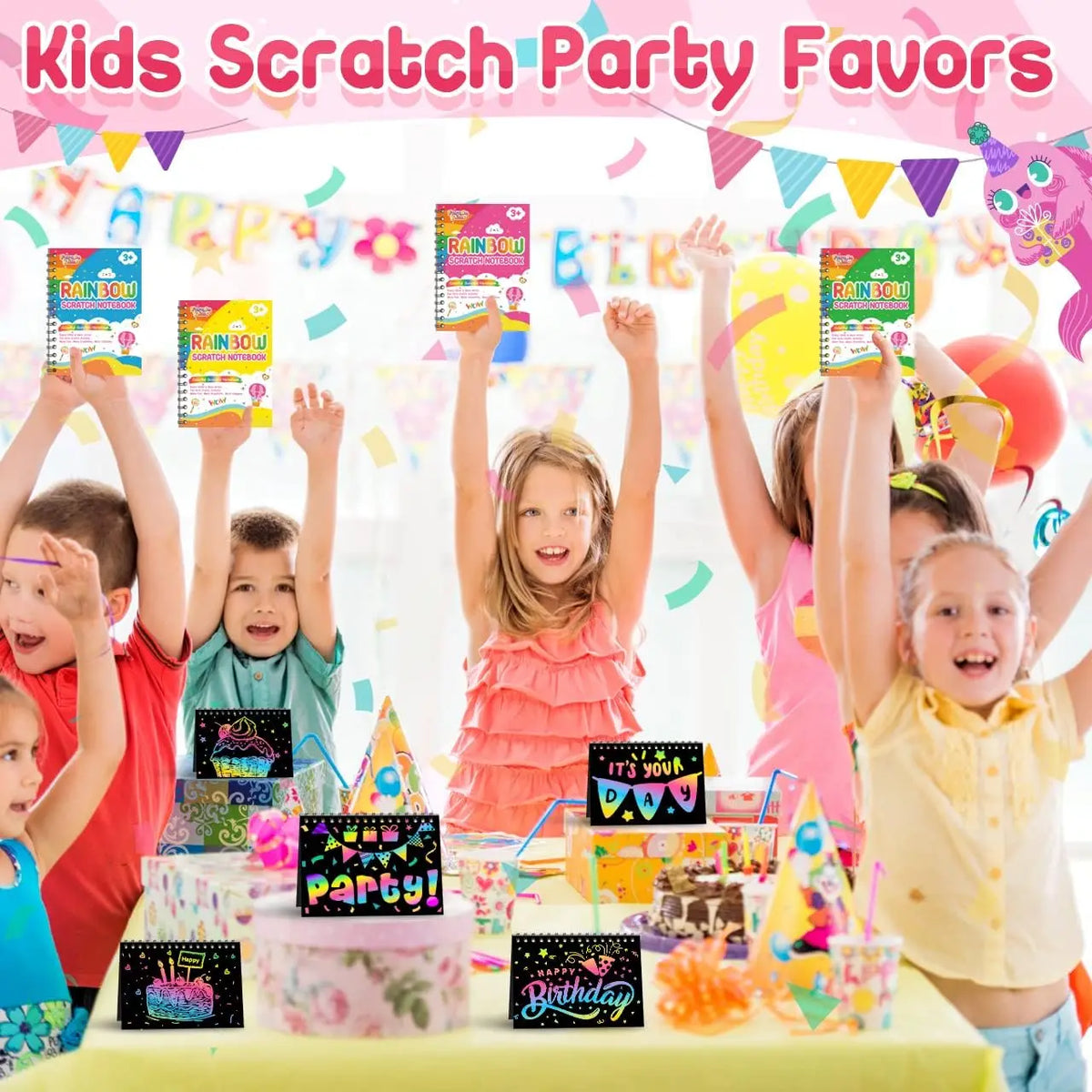 Scratch Rainbow Art Crafts Notebook Coloring Book Goodie Bags Stuffers Kit, Bulk Birthday Gift Classroom Prizes Girl Boy Toddler
