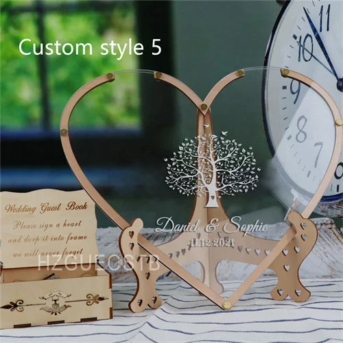 Hearts Unique Wedding Mr Mrs Guest Book Decoration Memory Guest Book Drop Box Signature Acrylic Guest Book Alternative