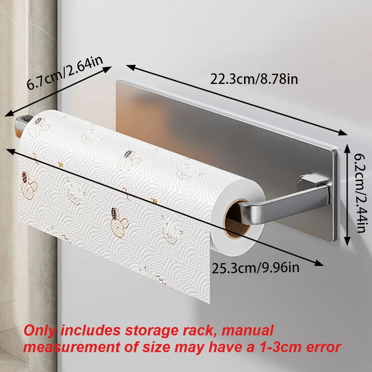 1 PCS Modern Kitchen Tissue and Towel Rack, Made Sturdy Metal, No Need for Drilling Installation, Saves Space, Suitable for Home