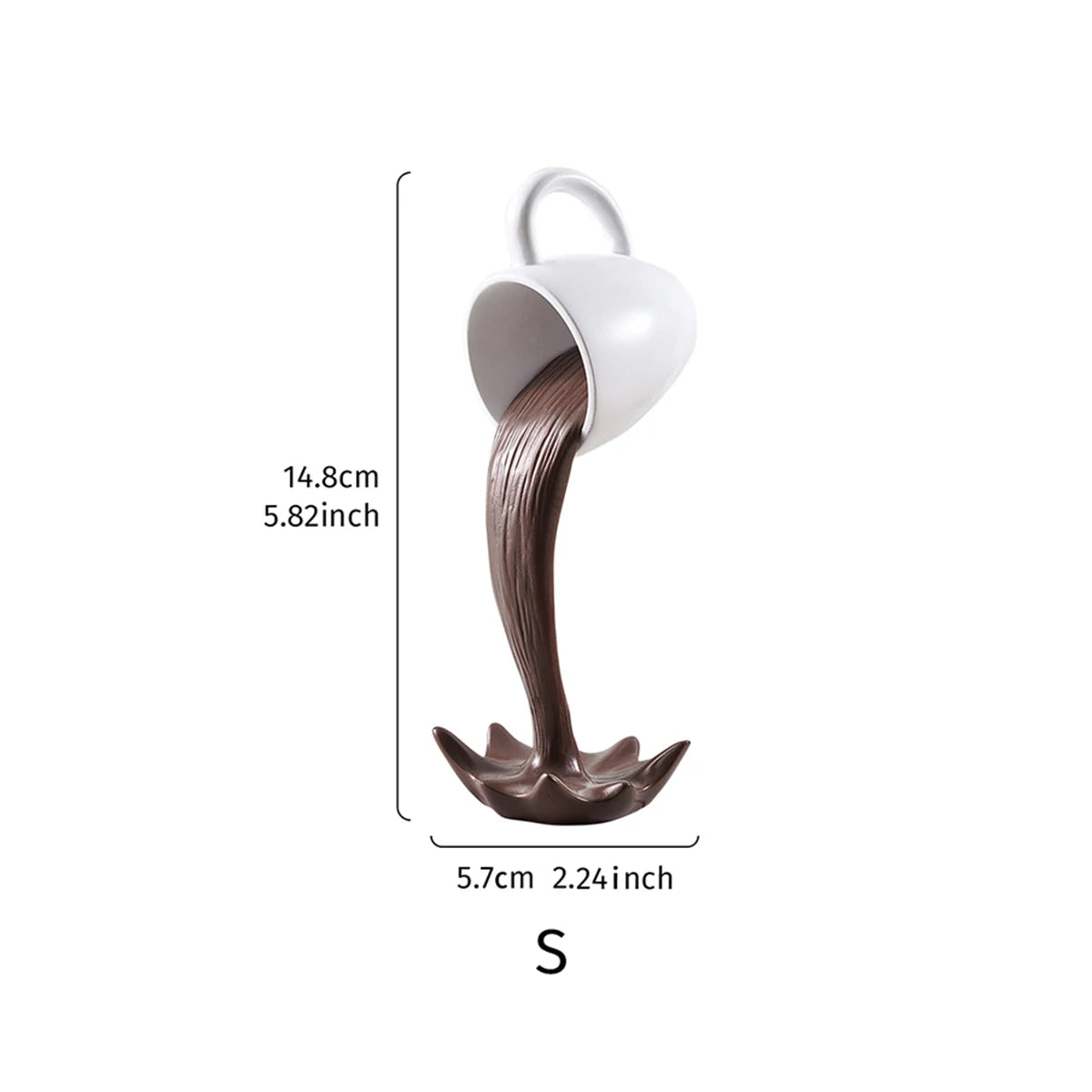 1PC, a three-dimensional suspended anti-gravity tipping coffee cup decorative item made of resin.