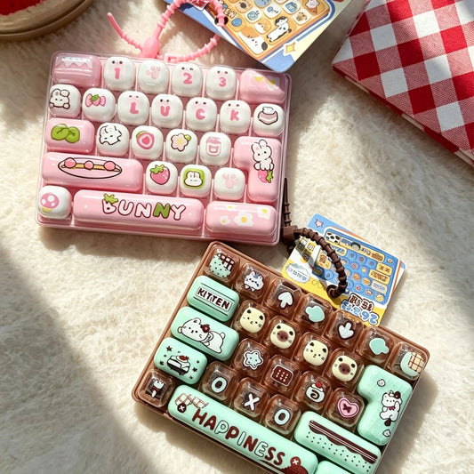 ZAKOL Candy Color Fidget Keycap Clicker Keychain Cute 26 Keys Stress Relief Keyboard Toy Bag Pendant Cartoon Fidget Key Ring