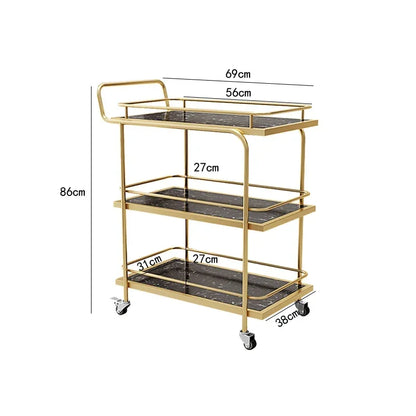 3-Tier European Style Rolling Serving Cart Versatile Beverage Dessert Trolley for Hotel Restaurant Cafe Wedding Party Home Use