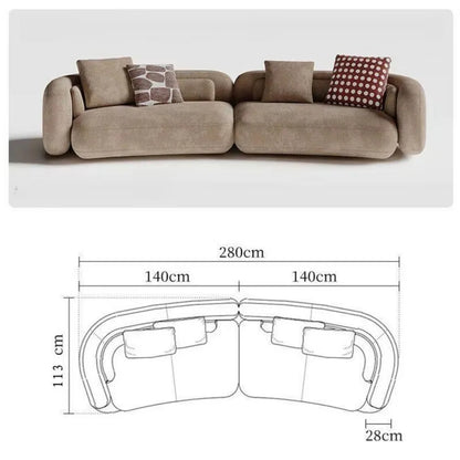 Small Apartment Bezier Sofa, Modern Italian Curved Irregular Fabric Couch, Detachable Washable Straight Row Living Room Sofa