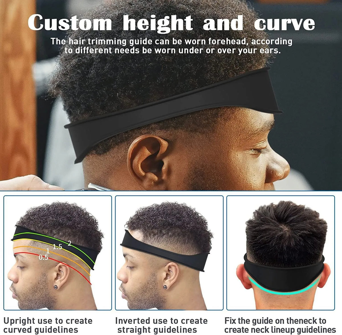 1/3Pcs Barber Hair Comb Kit Flat Top Hair Cutting Fading Stying Men Fade Brush Adjustable Headband Salon Hair Tool Accessories