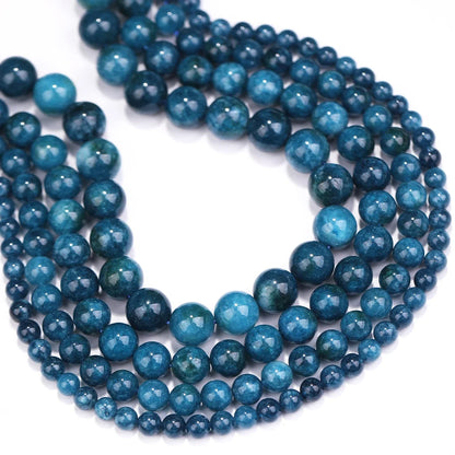 Blue Apatite Jasper Stone Beads 6/8/10/12mm Round Gem Bead for DIY Bracelet Charms Jewelry Making 1 Strip