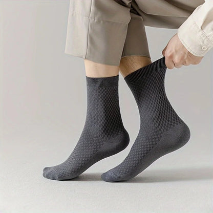 10 Pairs/Lot Men's Bamboo Fiber Socks Autumn Long Black Business Casual Man Dress Sock Gift Plus Size 42-45