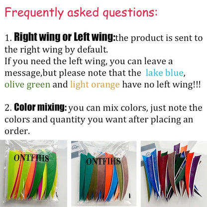 ONTFIHS 50PCS Archery Fletching RW 4" Shield Arrow Feathers with Natural Turkey Feathers
