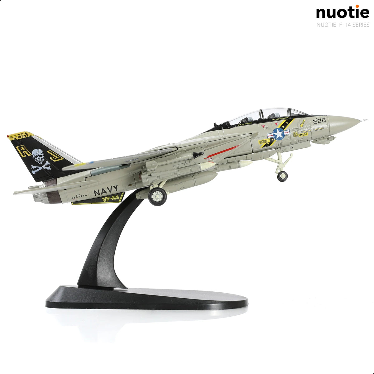 NUOTIE 1/100 F-14 Tomcat US Navy VF-84 Jolly Rogers Pre-Built Military Model with Stand Collection Gift for Adults