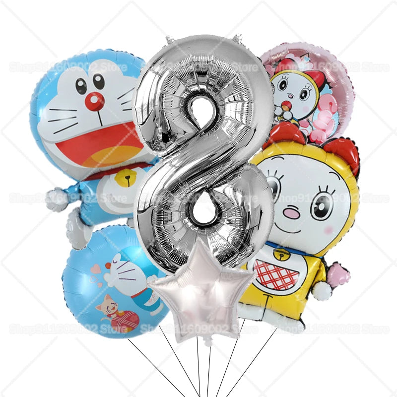 Doraemons Number 1-10 Balloons Girls Boys Birthday Decorations Baby Shower Gender Reveal Balloon Party Supplies Kids Toys Gift