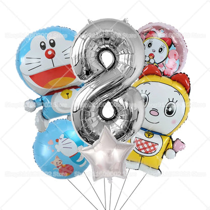 Doraemons Number 1-10 Balloons Girls Boys Birthday Decorations Baby Shower Gender Reveal Balloon Party Supplies Kids Toys Gift