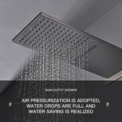 Luxury Gun Grey Brass Wall Mounted Constant Temperature Shower System Embedded Cold and Hot Water 4-Function Bathroom Mixer