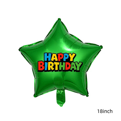 Red Blue Green Yellow Mushroom Star Balloons for Cartoon Video Game Super Bros Balloon Birthday Inspired Party Decoration