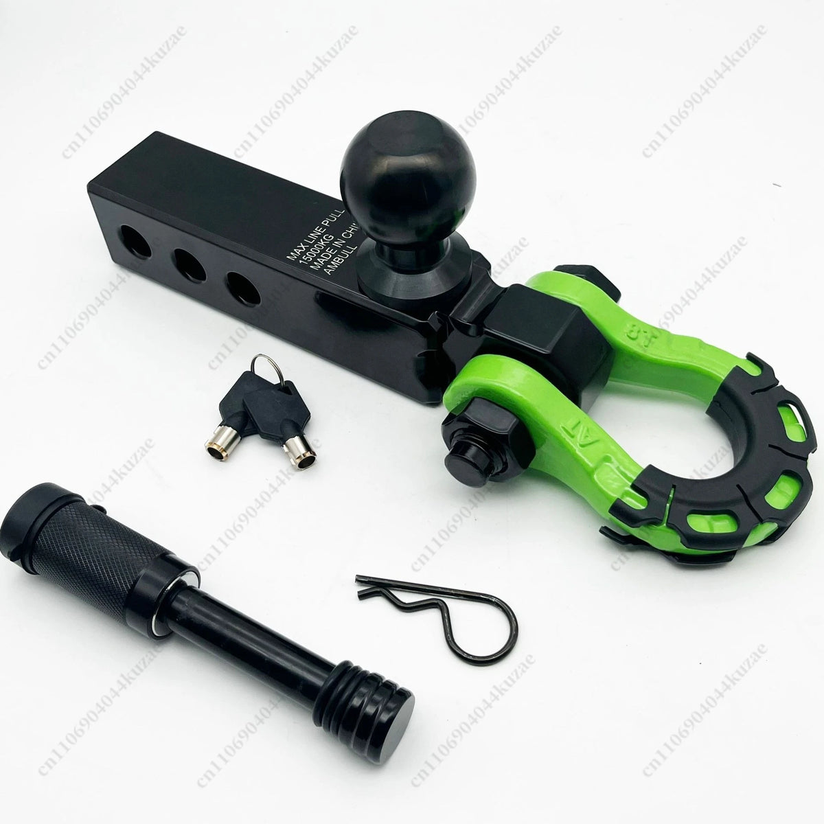 New Extended Off-Road Trailer Hitch with Ball Mount, Universal Square Receiver, High-Strength Solid Tow Hook