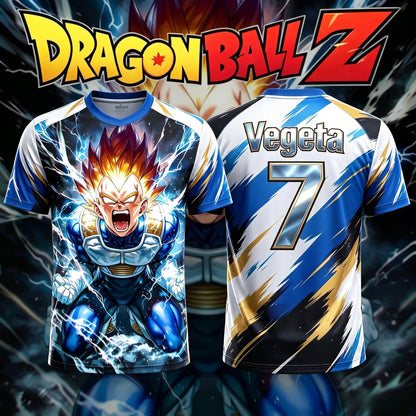 2026 New Adult Men's Dragon Ball NO.10/7 Vegeta 3D Printed Football Jersey T-Shirt Kids Anime T-Shirt Special Football Jersey