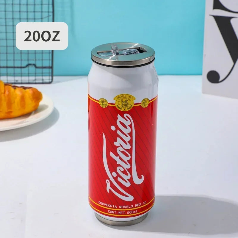 500ML 304 Stainless Steel Beer Cup Car Thermos Cola Can Cafe Beer Bottle Laser Printing Botella De Acero Inoxidable