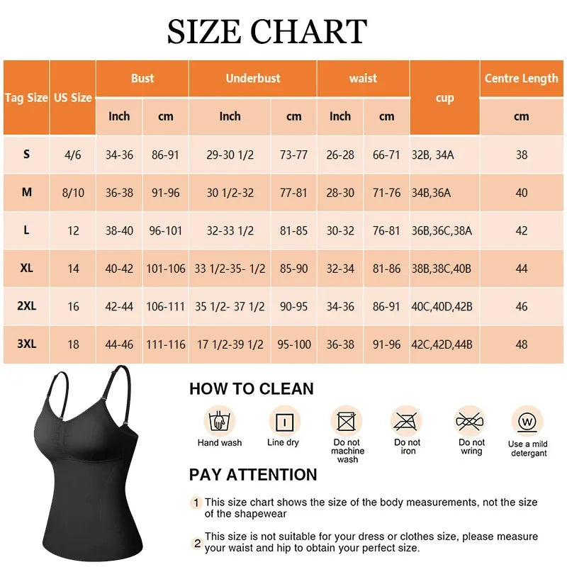 1pc Women Tummy Control Shapewear Classic 2-IN-1 With Padded Bra High Elastic Vest Body Shaper Up Lift Corset Cami Tank Tops