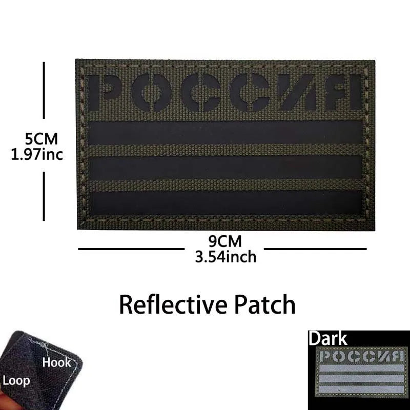 Russian Eagle Flag Emblem Russia Soldier,Knights Clothes Applique Embroidered Patch,Reflective Badges Military Tactical Stickers