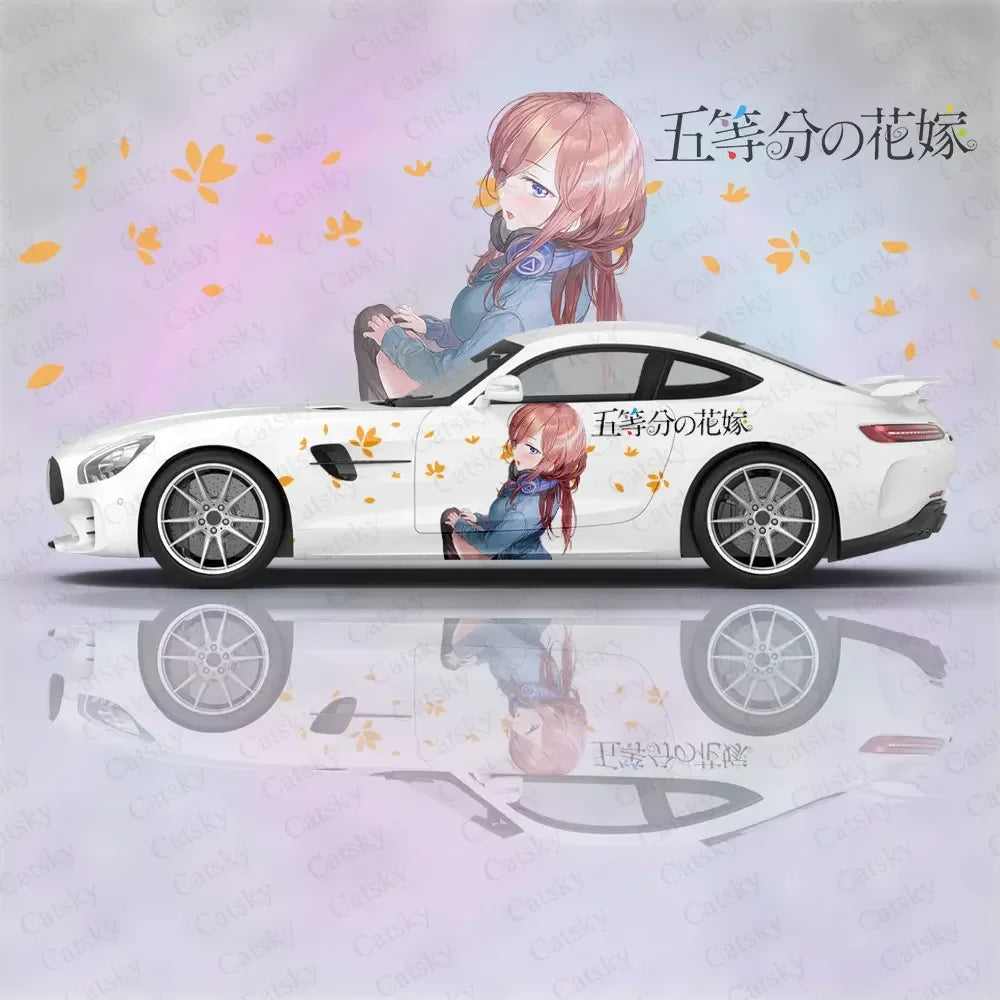 Nakano Miku Custom Anime Girl Car Accessories Anime Body Stickers Auto Side Film Decal Body Vinyl Sticker SUV Decoration Pattern