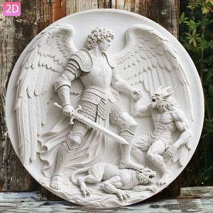 CIFBUY Retro Vintage Archangel Michael Aluminum Wall Art Weatherproof Durable Alloy Decor for Home Kitchen Cafe Prayer