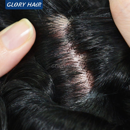 0.12-0.14mm Injected Male Hair Prosthesis Injection Thin Skin Toupee Man Wigs Human Hair Men's Capillary Prothesis For Hair Loss