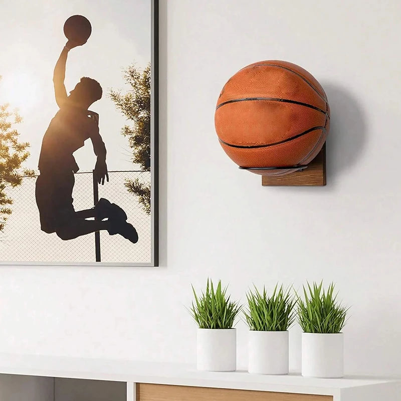 Wood Metal Ball Display Stand Soccer Wall Mount Wall Rack Storage Rack Ball Organizer Basketball Wall Mount Ball Wall Holder