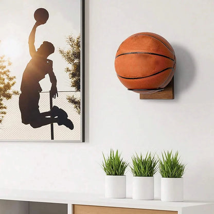 Wood Metal Ball Display Stand Soccer Wall Mount Wall Rack Storage Rack Ball Organizer Basketball Wall Mount Ball Wall Holder