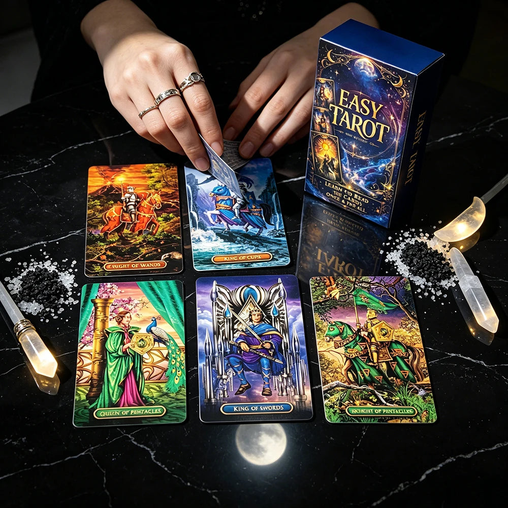 New Easy Tarot Deck New Edition Learn To Read Tarot Cosmic Starry Sky Cards Beginner Friendly Witch Divination Board Game Cards