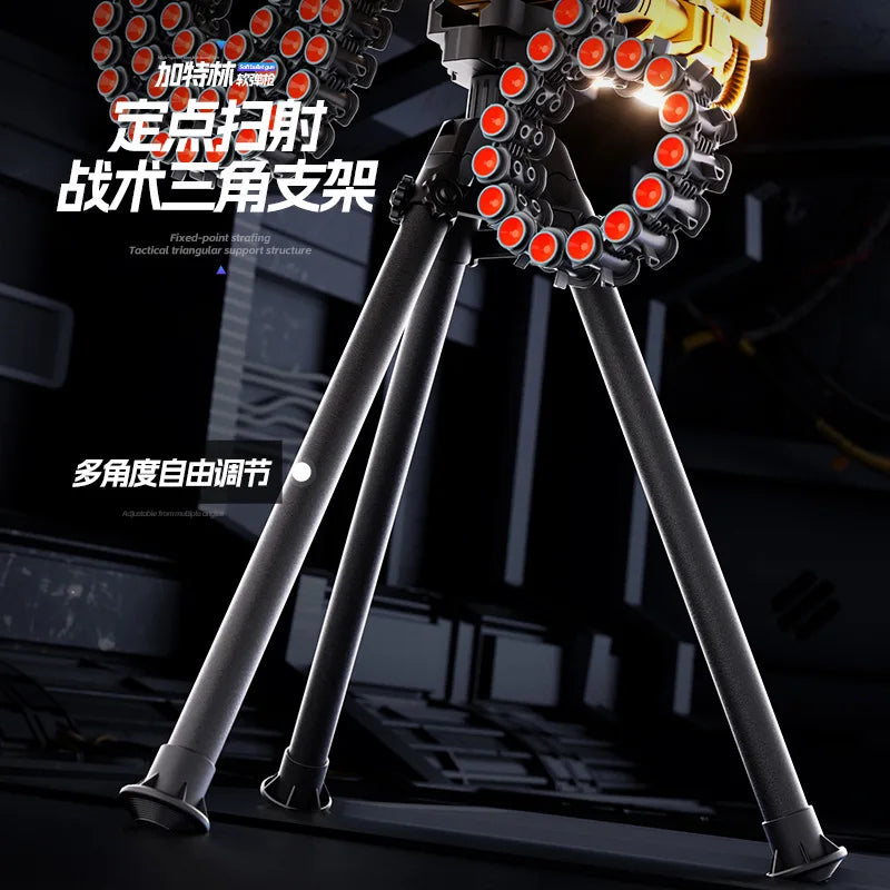 Gold Rotating Chain Gatling Soft Bullet Gun Can Launch Toy Machine Gun Model Chicken Eating Heavy Machine Gun