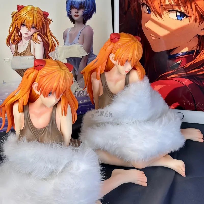 Anime Action Figure Collectible Asuka Langley Soryu Casual Loungewear Sitting Pose Model Desktop Decoration Gift For Anime Fans