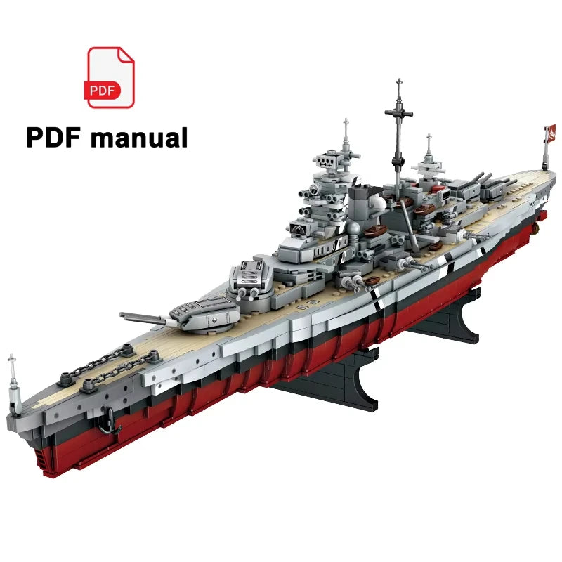 NEW Military Battleship Series Missouri Battleship Crusier Model Building Blocks Bismarck Cruiser Boat Bricks Toys Kids Gifts