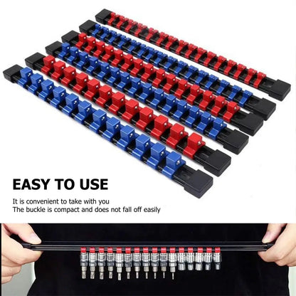 6-Piece Socket Organizer, 1/2 inch, 3/8 inch and 1/4 inch Drive ABS Tools-Socket Holder,Socket Racks Clip Rail Holder Tool Trays