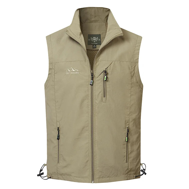 New Summer Men Outdoor Mesh Thin Waistcoats Climbing Sleeveless Jackets Men Multi-pockets Fishing Photography Breathable Vests 6