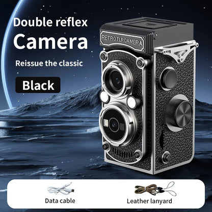 Retro Camera Dual Lens Design Infrared Night Vision Function Manual Joystick Operation HD Mini Camera Portable Nostalgic Camera