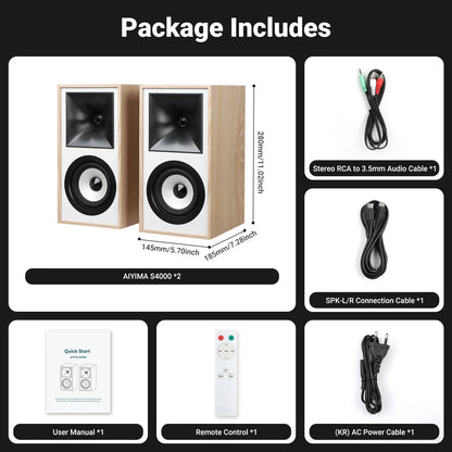 AIYIMA S4000 Studio Monitor Speaker 40WX2 Bluetooth 5.0 Balanced RCA/XLR Input Subwoofer Output Wood Active Bookshelf Speakers