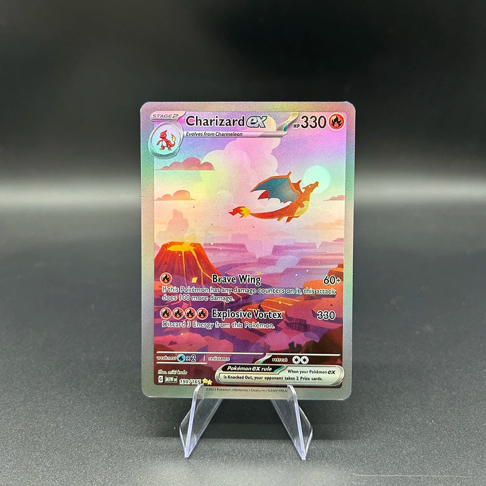 125/110 Mega Charizard Ex DIY Anime PTCG Flash Charizard Series Card En/jp Collect Battle Flash Cards Holiday Child Gifts Toy