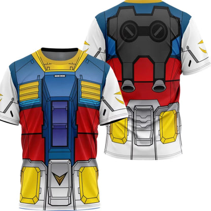 2026 RX-78 Mobile Suit Gundam 0079 Double Sided Full Print T-shirt New Children's Role Playing Adult Quick Drying Sports Top Tee