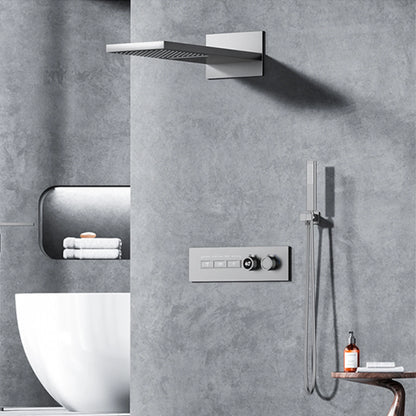 Luxury intelligent digital display brass shower system Black wall mounted design Dual control of cold & hot Hidden bathroom Tap