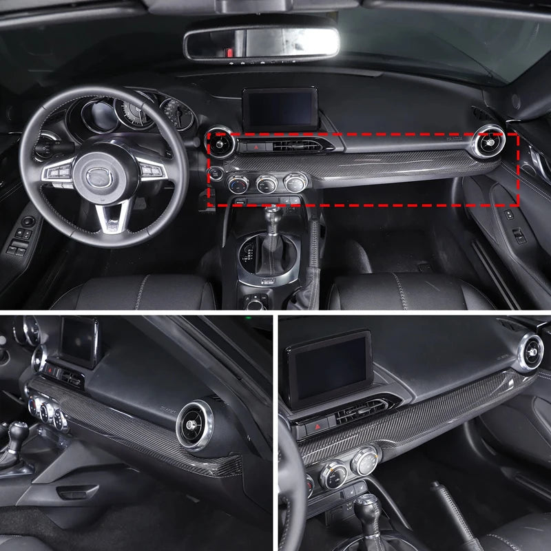 For Mazda MX-5 ND Miata Fiat/Abarth 124 2016-2026 Real Carbon Fiber Car Center Console Dashboard Cover Interior Accessories L/R