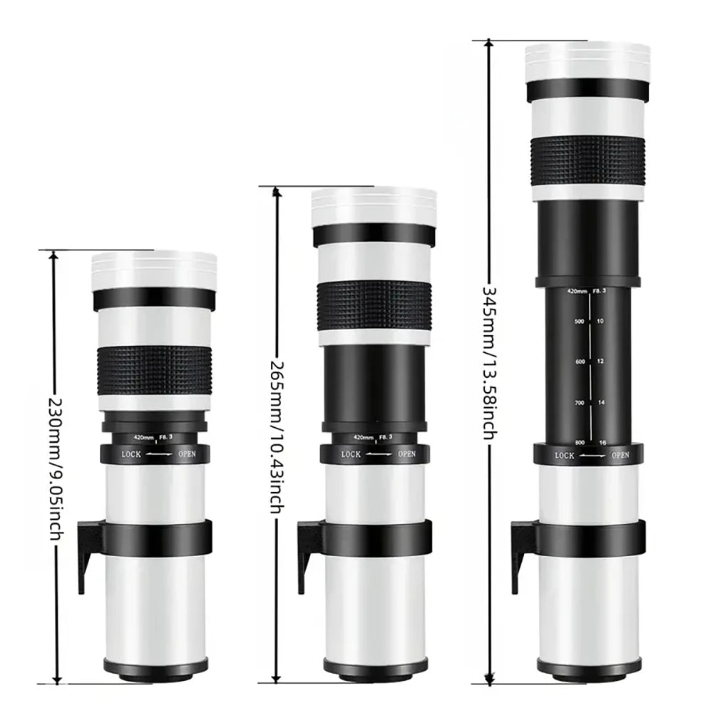 Lightdow  420-800mm f/8.3-16 for Sony Canon Nikon Pentax Olympus Cameras Super HD Manual Telephoto Zoom Lens +Adapter High-Power