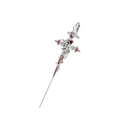 Punk Thorn Rose Cross Earrings Sweet Cool Dark Style Earring Pendant Necklace Party Halloween Jewelry