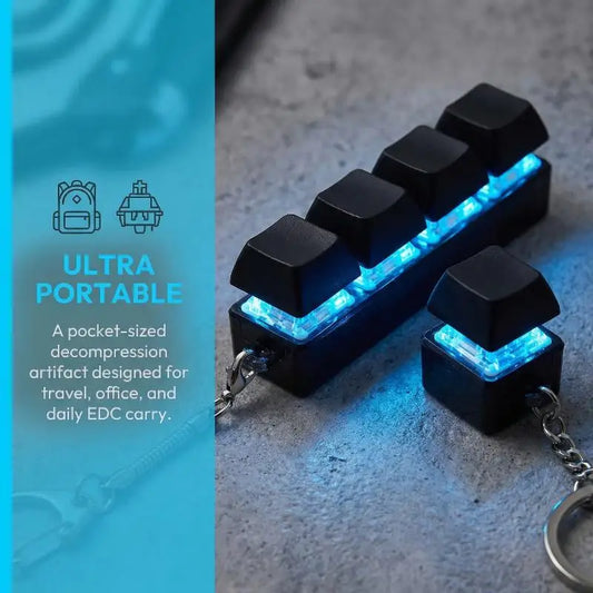 Stress Relief Fidget Keyboard Keychain Toy 4 Button LED Light Sensory Gadget for Adults and Kids Travel Classroom