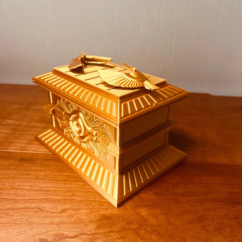 Large Capacity Magnetic Gold Sarcophagus Trading Card Storage Box 3D Printed Resin Yu-Gi-Oh Desktop Decor Anime Collectible Gift