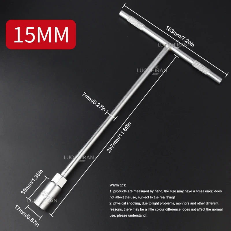 6-19mm T-Handle Socket Wrench Extended Hex Spanner Industrial Grade T-Shape Hand Tool for Car Bike Machinery Repair Household