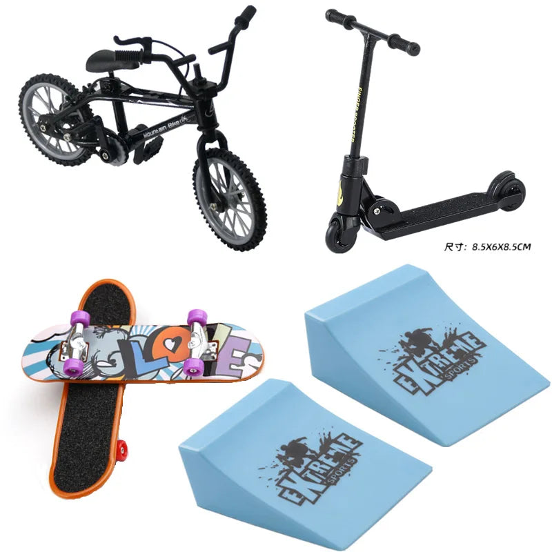 Scooter/Finger Skateboard/Casual Pants/Roller Skates/Bike For Tech Deck Ramp Venue Combination Set Children Indoor Home Toys Gif