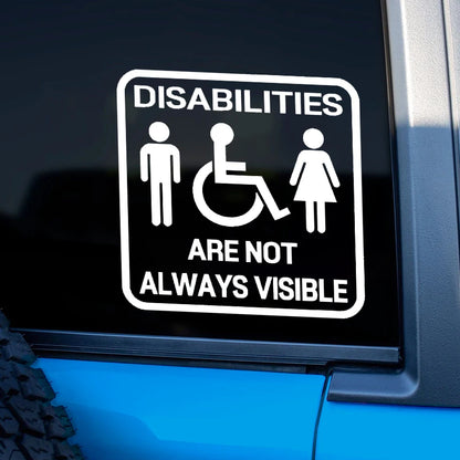 TM52# Not All Disabilities Are Visible Disabled Car Sticker  Car Bumper Window Stickers Waterproof Decoration